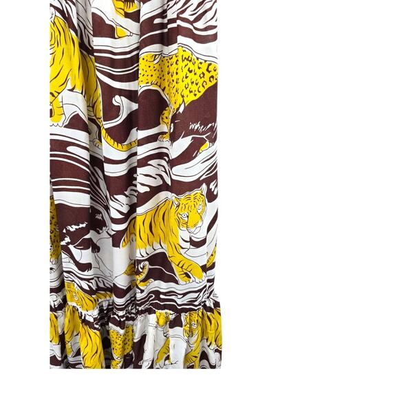 Anthropologie Dress Womens Size Small Cat Lion King Jaguar Maxi Animal Brown New - Picture 9 of 15